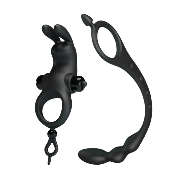 Rabbit Cock Ring With Anal Beads
