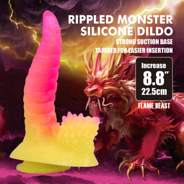 8.8" Silicone Monster Dildo - Flame Beast